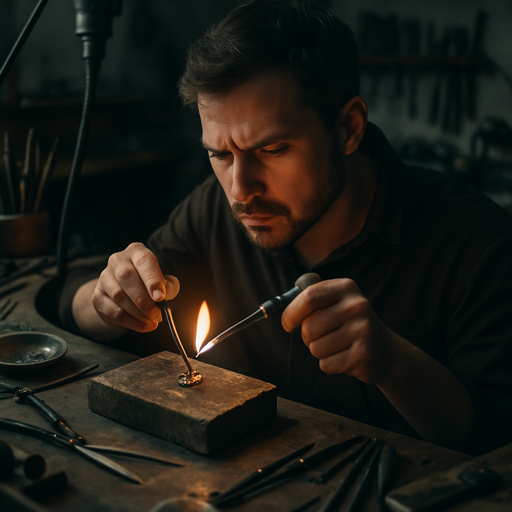 Fine jewelry craftsman at work
